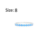 Asfour Crystal Eternity Ring With Aquamarine Round Stones In 925 Sterling Silver-RM0103-M-8